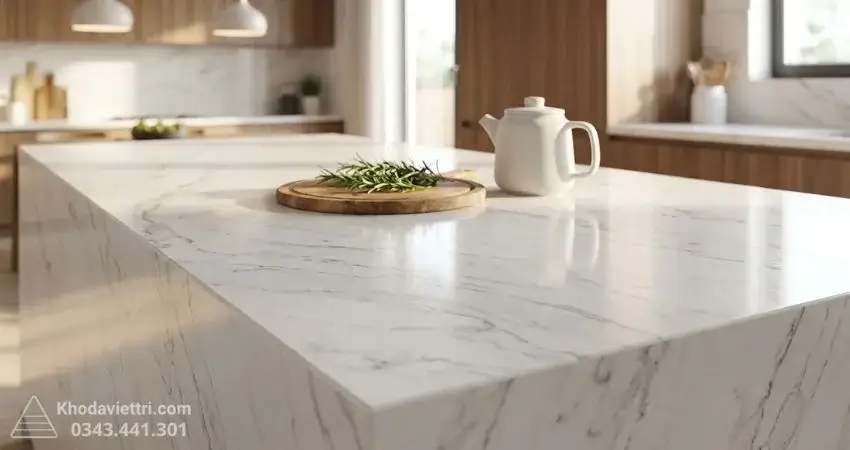 Mặt đá bếp thạch anh vân mây