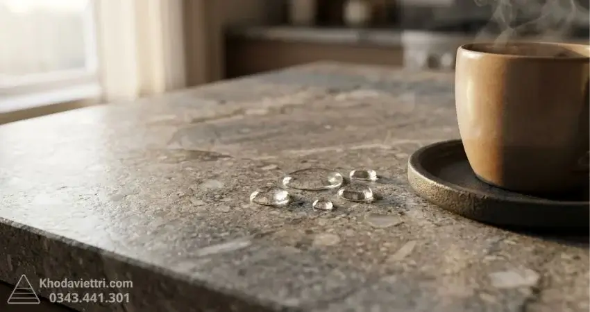 Thi công ghép mí đá mặt bếp CNC